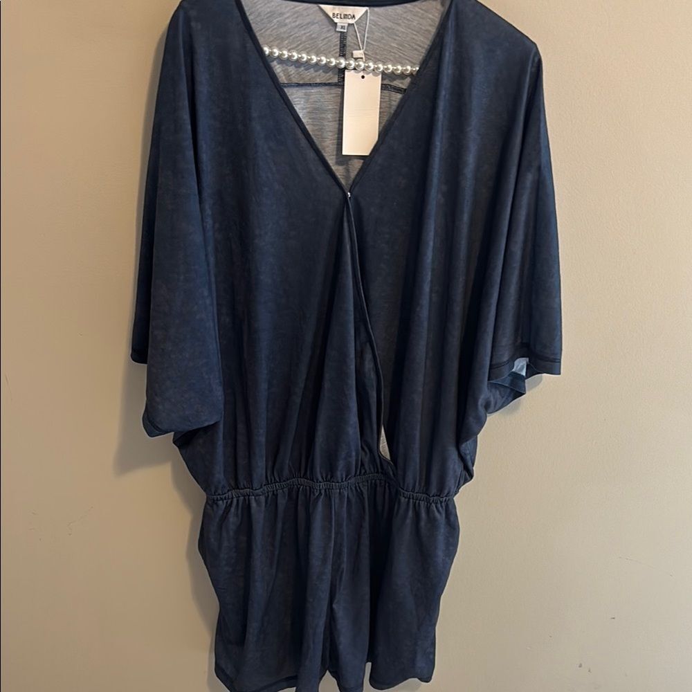 Z Supply Navy V-Neck Short Sleeve Romper